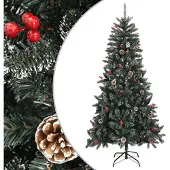 The Living Store Künstlicher Weihnachtsbaum mit Ständer Grün 210 cm PVC