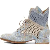 MACIEJKA Stiefeletten Modell 0732206001 aus Naturleder und Textil in Blau- und Beigetönen mit unregelmäßigem Print, 3 cm Absatz