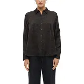 s.Oliver Langarmbluse BLACK LABEL, Damen, Gr. 38, braun (braun aop), Web, Obermaterial: 100% Viskose, bedruckt, normal hüftbedeckend, Rundhals, 1-Knopf-Manschette, Blusen Langarmbluse, aus Viskose