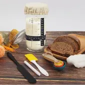 Markenlos Starterset für Sauerteigglas 700 ML - mit Thermometer und wiederverwendbarem Deckel