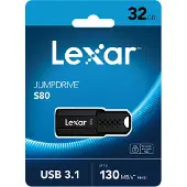 Lexar JumpDrive S80, 32 GB, USB Typ-A, 3.2 Gen 1 (3.1 Gen 1), 130 MB/s, Dia, Schwarz