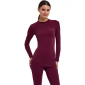 Falke Langarmshirt "Thermozone Backpack-Ready", Damen, Gr. XS, rot (barolo (8526)), Obermaterial: 56% Schurwolle WV. 40% Polyamid Polyam.recyc. 4% Elasthan EL., Shirts Langarmshirt