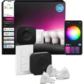 Philips Hue White & Color Starterset GU10 3er-Pack + Bridge Pro + Dimmer