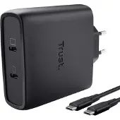 Trust Maxo USB-C-GaN-Ladegerät 100 W mit 2 Anschlüssen, Drinnen, AC, 20 V, 2 m, Schwarz