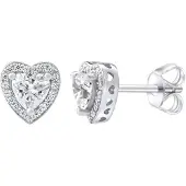 Silvego Silver heart earrings with Swarovski  Zirconia MWE02140
