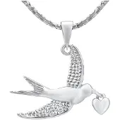 Silvego Silver bird pendant with heart MWP13323A
