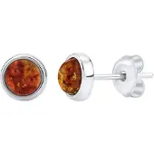 Silvego Silver earrings with natural Amber JAAJE330