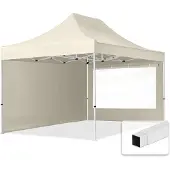TOOLPORT 3x4,5m Stahl Faltpavillon, inkl. 2 Seitenteile, creme