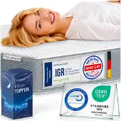 Aktiv shop GmbH ELONEO Viscoelastischer Matratzen Topper 100x190cm, Matratzentopper mit Memory Foam Effekt, 8 cm Höhe, Matratzenauflage für Bett und Boxspringbett