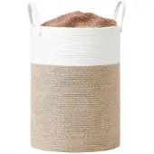 Songmics Wäschekorb, 80 L Wäschesammler für Kinder, Baumwollseil RLHB35062LZ01