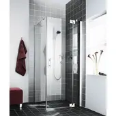 Kermi Duschtür Pendeltür 1-flügelig mit Festfeld rechts für Ecke „FILIA XP“ Glas SR Opaco, Profile Silber Hochglanz, BV: 975 - 1000 mm GAK: 960 - 985 mm WE: 985 - 1010 mm H: 1850 mm
