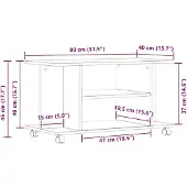 vidaXL TV-Schrank mit Rollen Schwarz Eichen-Optik 80x40x45 cm
