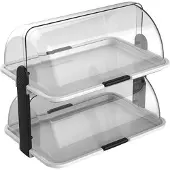 HorecaTraders Buffet Vitrine Doppelt, Plastik,weiß: 46.5x31.5x41 cm