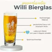Luxentu Willi Becher Bierglas Helles-Glas 0,5 l mit Eichung - Stammtisch
