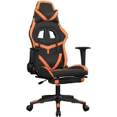 vidaXL Gaming-Stuhl mit Massage & Fußstütze Schwarz Orange Kunstleder