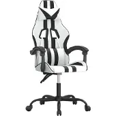 vidaXL Gaming-Stuhl Drehbar Weiß und Schwarz Kunstleder