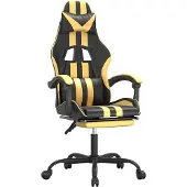 vidaXL Gaming-Stuhl mit Fußstütze Drehbar Schwarz & Golden Kunstleder