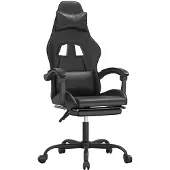 vidaXL Gaming-Stuhl mit Fußstütze Schwarz Kunstleder