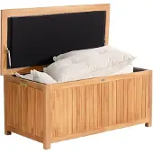 CLP Auflagenbox aus Teakholz mit Gasdruckfeder-Deckel Odessa bis 250 kg belastbar,teak 140 cm