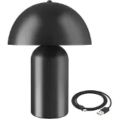 TecTake Akku-Tischlampe Kade Retro-Pilzdesign im 70er-Jahre-Stil, indirektes Licht 25 x 34 cm