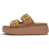FitFlop Damen Gen-FF Max Buckle Stripe-Webbing Two-Bar Pantoletten Turmeric/Classic Tan Mix-Schuhgröße 37