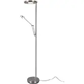 TRIO Lighting LED Deckenfluter Barrie, dimmbar, alu / grau / zink, für Wohn- / Esszimmer, Metall, Modern, LED Stehlampe