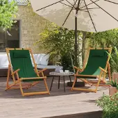 Markenlos 2 klappbare Strandstühle in Grün aus Stoff, Gartenmöbel, Gartensitzmöbel, 14 KG