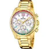 Festina Damen Chronograph Weiß Edelstahl Zirkonia F20609/2 F20609/2