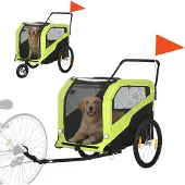 PawHut 2-in-1 Hundeanhänger Fahrradanhänger für Hunde Hundewagen mit Reflektoren