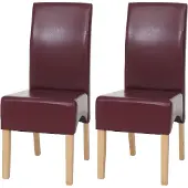MCW 2er-Set Esszimmerstuhl Crotone, LEDER rot, helle Beine