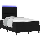 vidaXL Boxspringbett mit Matratze mit LED Schwarz 120 x 200 cm Stoff