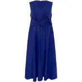 Betty Barclay Midikleid "Midikleid mit V-Ausschnitt", Damen, Gr. 42, EURO, blau (electric blau), Obermaterial: 69% Baumwolle CO. 29% Polyamid PA. 2% Elasthan EL., Kleider Midikleid