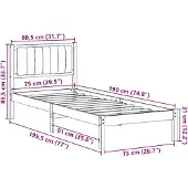 vidaXL Bettgestell mit gepolstertem Kopfteil Taupe 75 x 190 cm