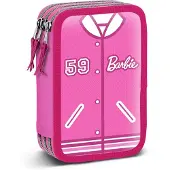 KARACTERMANIA Barbie Varsity Gefülltes Dreifach-Federmäppchen, Rosa