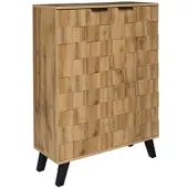 OKWISH Schuhschrank mit 5 Fächern Einlegeböden Holzmaserung 80x35.5x110cm Natur