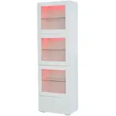 OKWISH Vitrine mit Acryl Türen LED Beleuchtung Glasböden Wohnzimmer 60x40x173cm Weiß