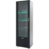OKWISH Vitrine mit Acryl Türen LED Beleuchtung Wohnzimmer 40x50x160cm Schwarz