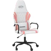 vidaXL Gaming-Stuhl mit Massagefunktion Weiß und Rosa Kunstleder