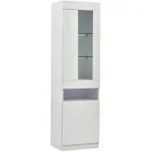 OKWISH Vitrine mit LED Beleuchtung Wohnzimmer 50x40x180cm Weiß