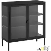 TecTake Metallvitrine Baker Kippschutz, höhenverstellbare Füße
