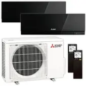 Mitsubishi Multisplit Klimaanlage Set | MSZ-EF | 1,8 kW + 2,5 kW | Black