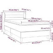 vidaXL Boxspringbett mit Matratze Dunkelblau 90x190 cm Samt