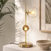 LumenXL 2-flammige Tischleuchte Ethan - Bronze mit transparentem Glas