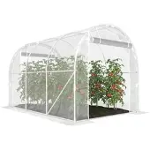 Outsunny Polytunnel-Gewächshaus, begehbares Gewächshaus mit verzinktem Stahlrahmen und UV-beständiger PE-Abdeckung, transparent