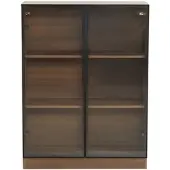 STILVORA Glasvitrine Glas/Spanplatte Natural Walnut 80x30x106 cm mit LED-Beleuchtung