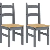 vidaXL Essstühle 2 Stk. Grau 40x46x99 cm Massivholz Kiefer