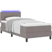 vidaXL Boxspringbett mit Matratze mit LED Taupe 100 x 200 cm Stoff