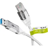 Goobay Ethernet-Kabel USB-A 3.0 auf RJ45, Slim, 15 m