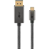 Goobay USB-C-auf-DisplayPort-Kabel, 3 m, schwarz;silber
