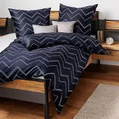 Janine Mako-Satin Bettwäsche J.D. 87118 155x200 cm + 80x80 cm nachtschattenblau